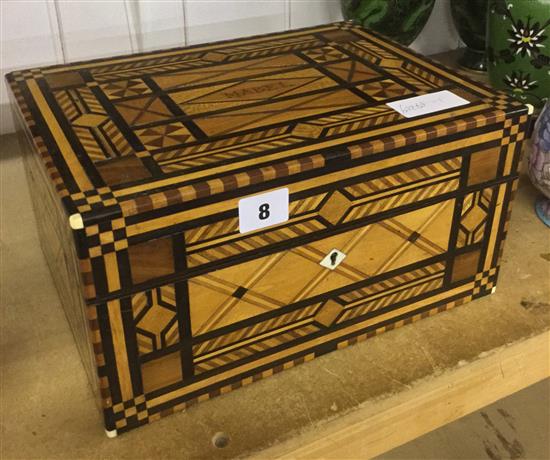 An unusual Victorian marquetry work box